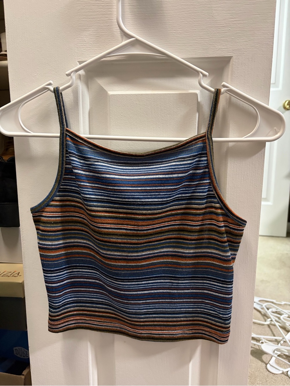 SHEIN Blue & Brown Striped Knit Cami Tank